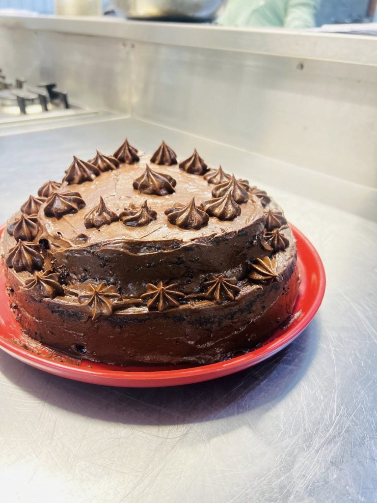 A cake made during Outreach Foundation's baking course